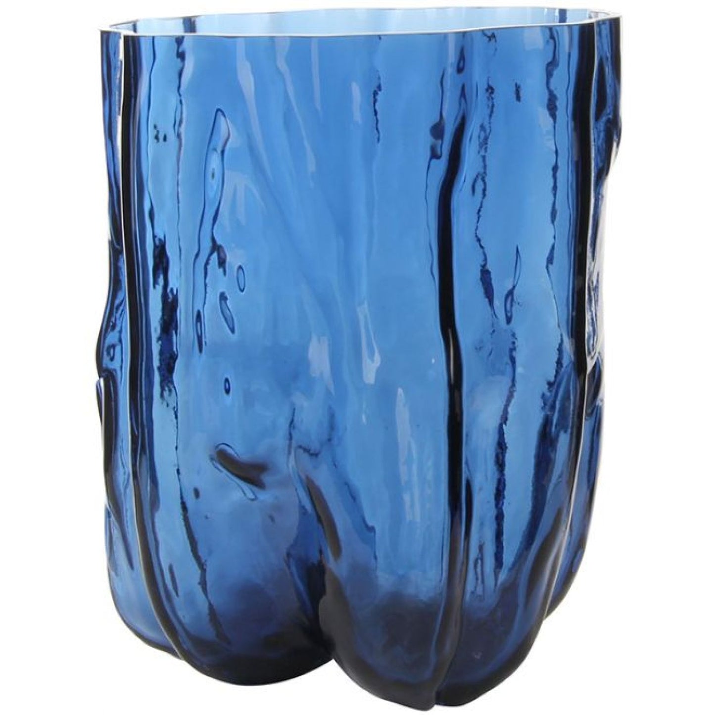 Wave Glass Vase - Deep Blue