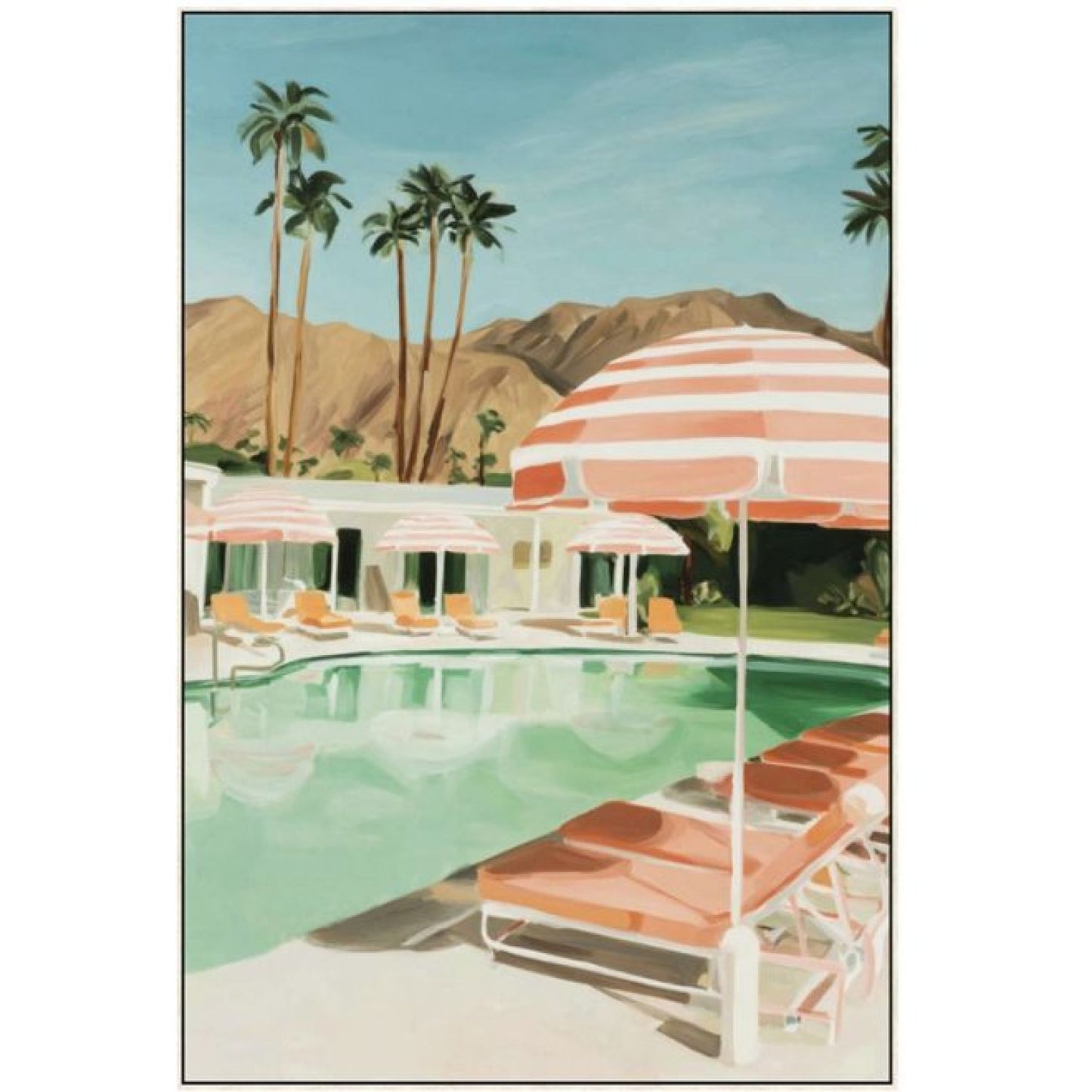 Palm Springs b Framed Canvas - White Wash