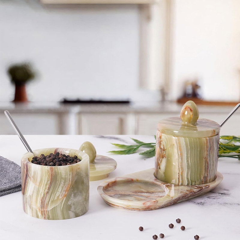 Marble Salt Cellar With Tray