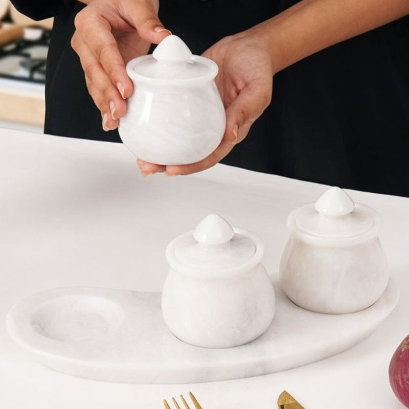 Marble Salt Cellar With Tray