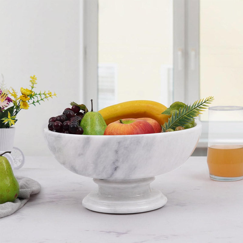 Marble Pedestal Fruit Bowl - 25cm