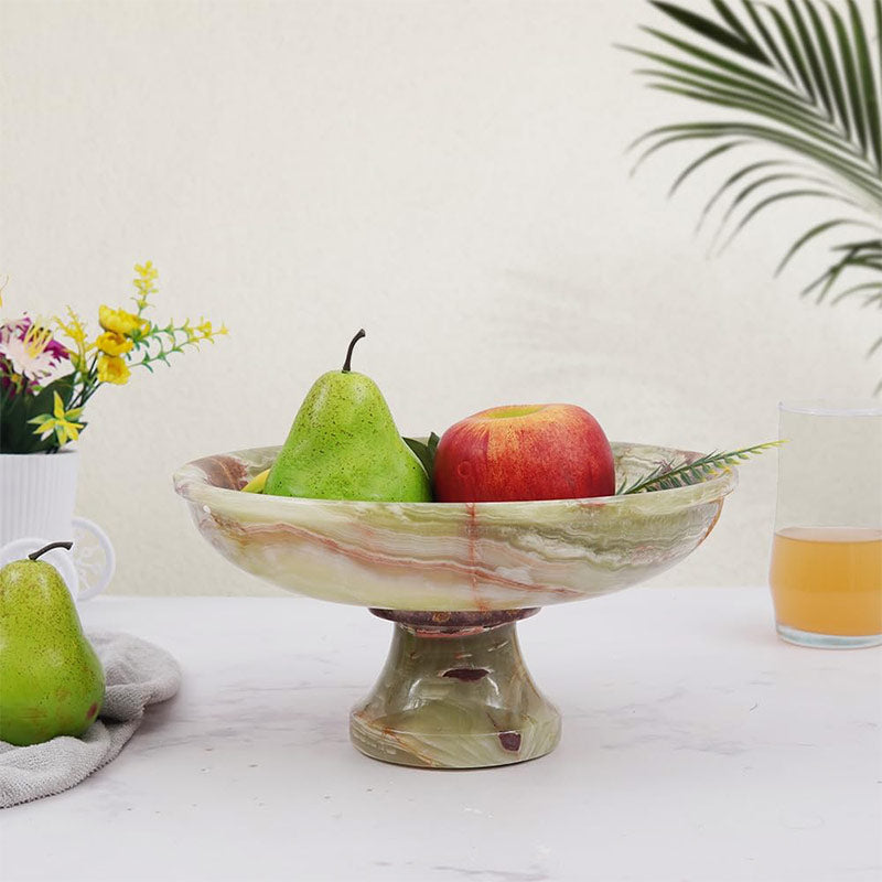 Marble Pedestal Fruit Bowl - 25cm