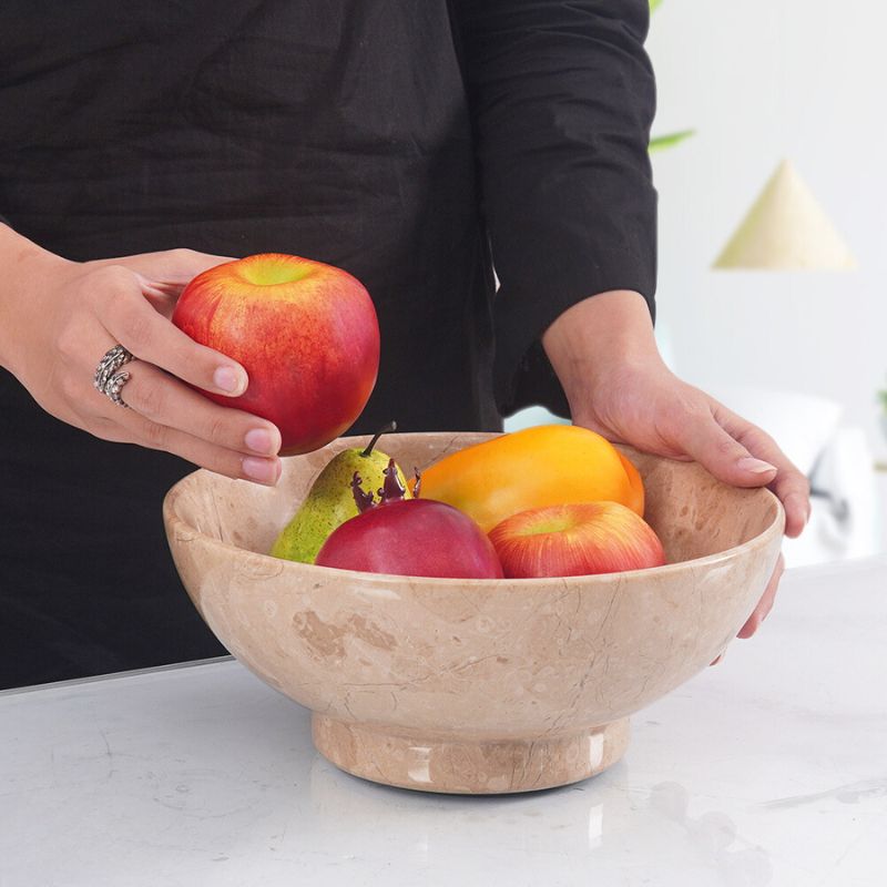 Marble Pedestal Fruit Bowl - 25cm