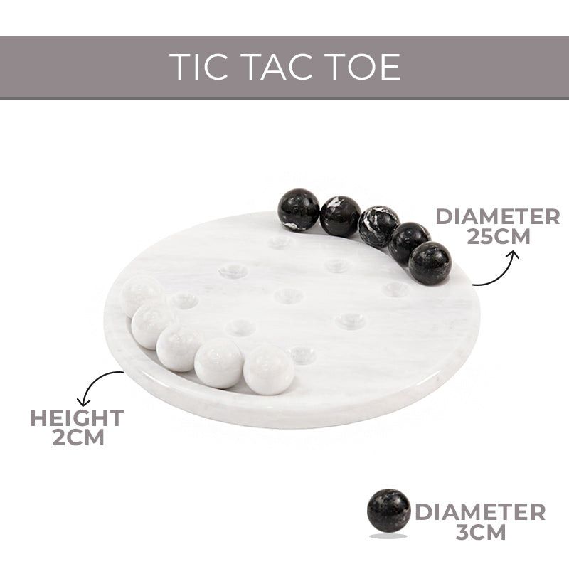 Marble 25cm Tic Tac Toe - White & Black