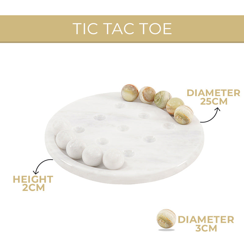 Marble 25cm Tic Tac Toe - White & Green