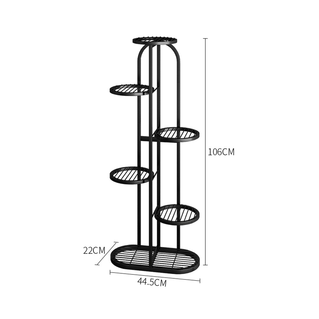SOGA 6 Tier 7 Pots Black Metal Plant Rack Flowerpot Storage Display Stand Holder Home Garden Decor