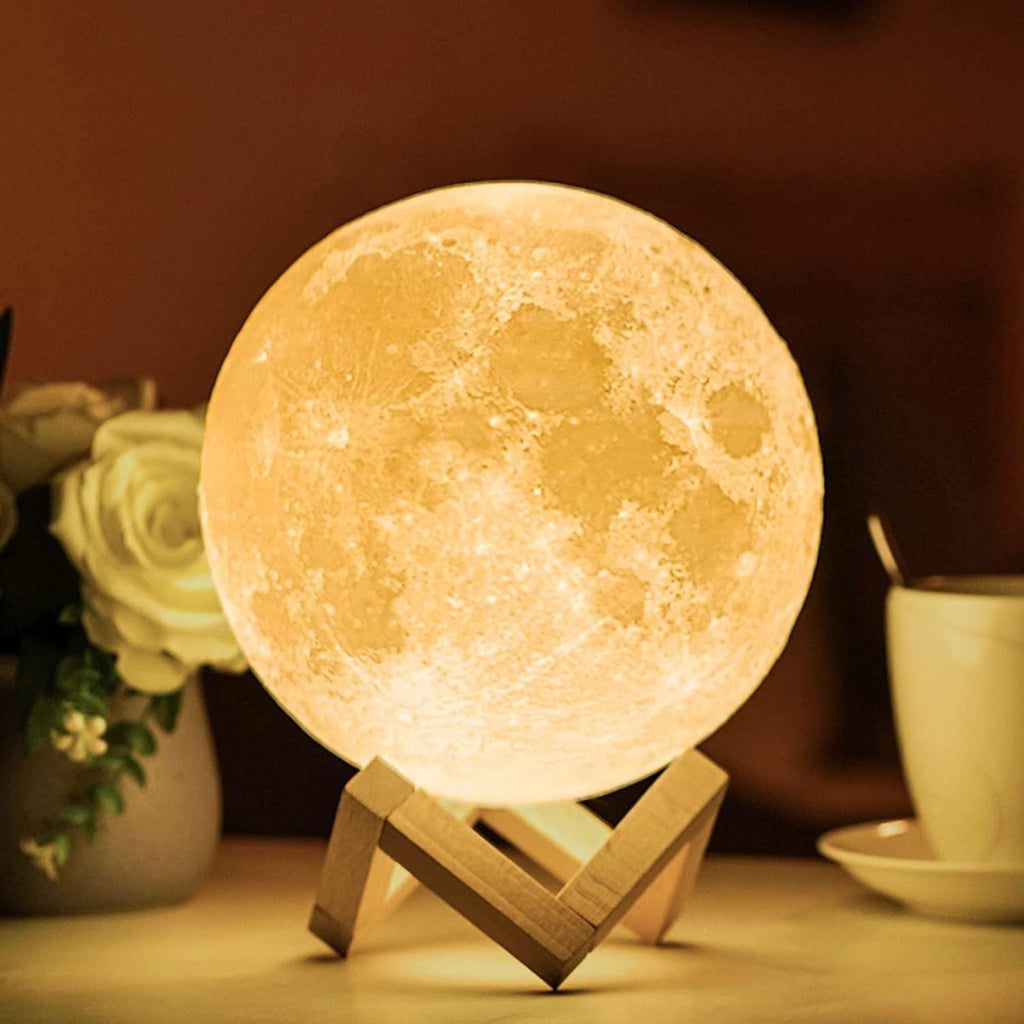 Balkwan Moon Lamp 3.5 Inches 3D Printing Moon Light Dimmable and Touch  Control D