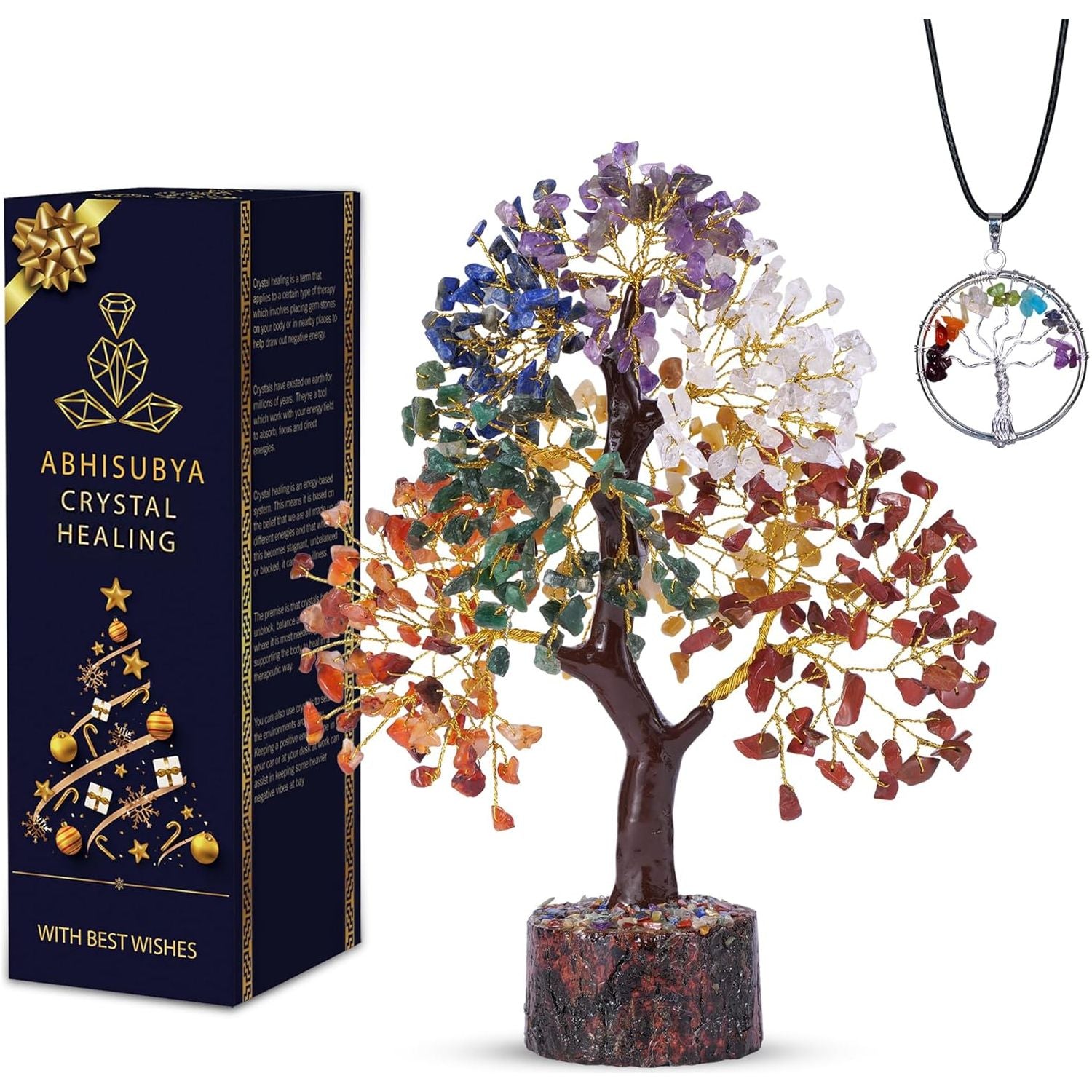 ABHISUBYA Seven Chakra Healing Bonsai Tree, 7 Chakra Crystal Stones Dé –  Gifts Hub Australia