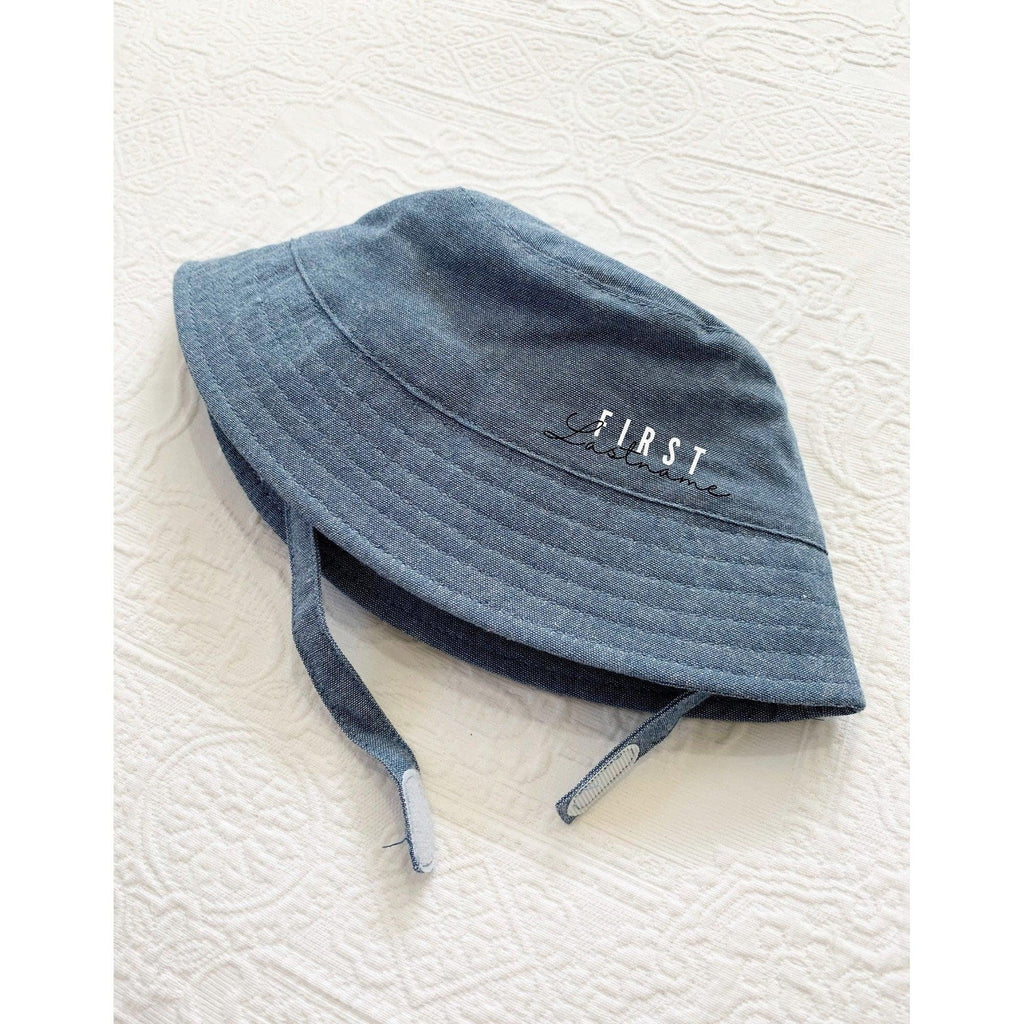 Personalised baby bucket hat customised with baby’s name sun hat name