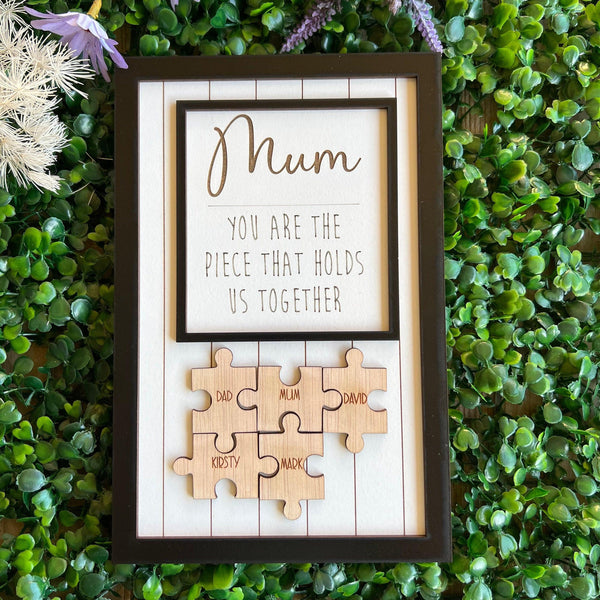 Personalised Mum frame Jigsaw Black frame mothers day gift | Gifts for mum | gifts for grandma | engraved