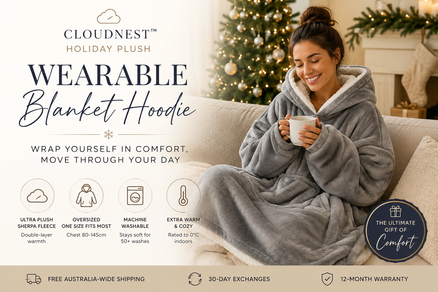 CLOUDNEST™ Holiday Plush Wearable Blanket Hoodie: Why Wearable Blanket Hoodies Are 2026's Most-Gifted Item