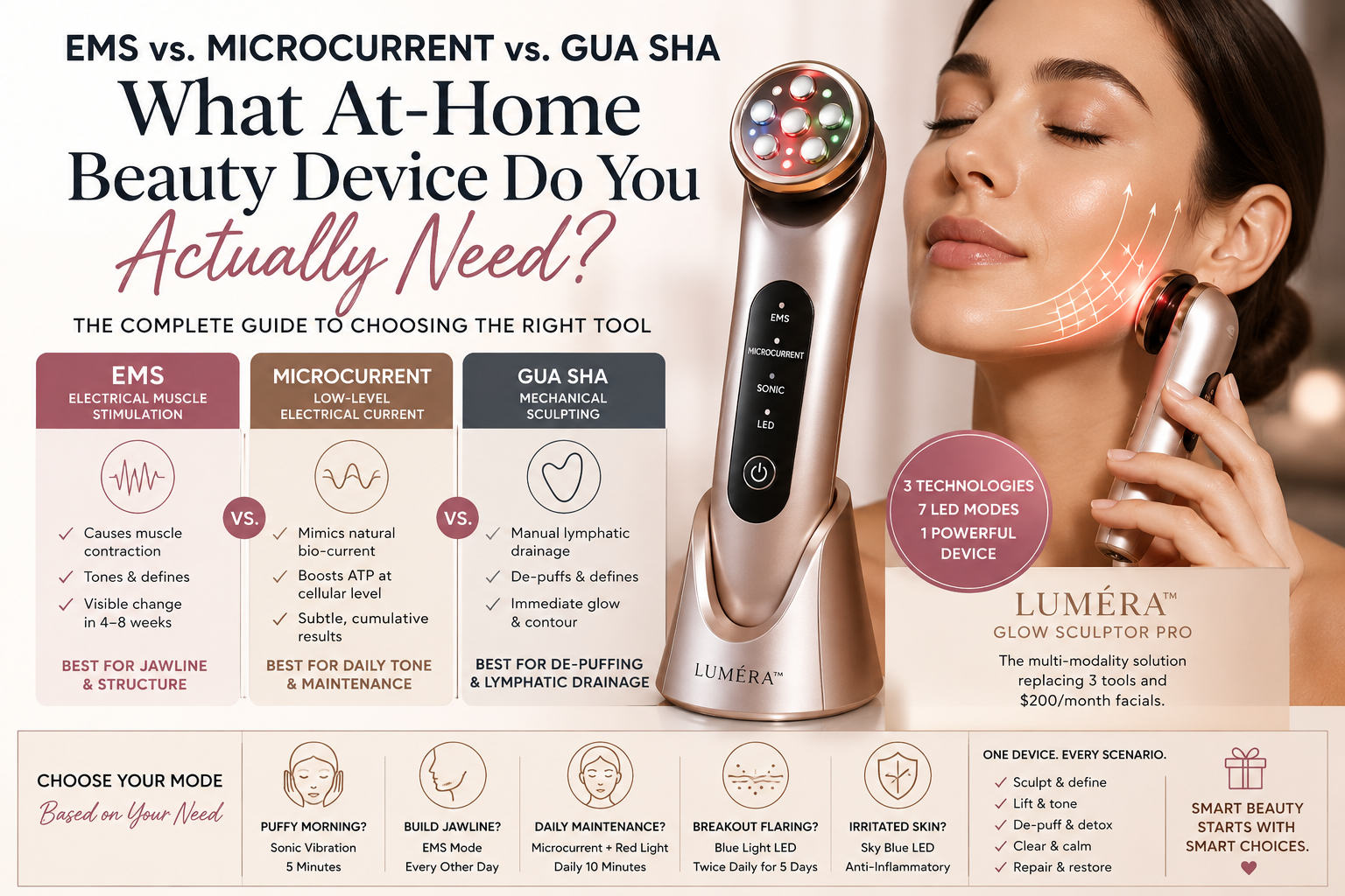 EMS vs Microcurrent vs Sculpting Tools: Which At-Home Device Actually Replaces Your Facial?