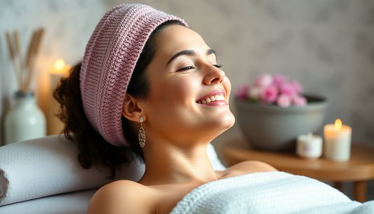 A mother enjoying a relaxing spa day at home