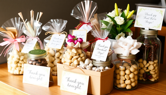 A variety of thoughtful thank you gifts beautifully arranged