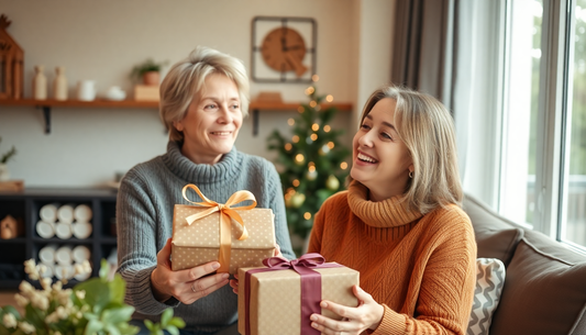 A person happily receiving a thoughtful housewarming gift