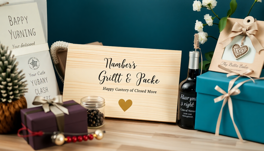 A collection of unique personalised gift items beautifully arranged