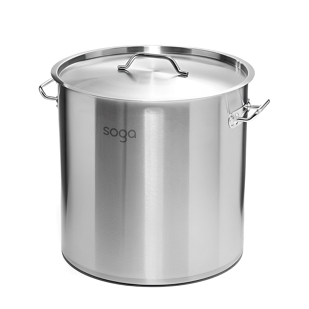 SOGA 130L commercial stainless steel stockpot with lid