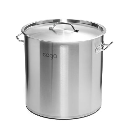 SOGA 130L commercial stainless steel stockpot with lid