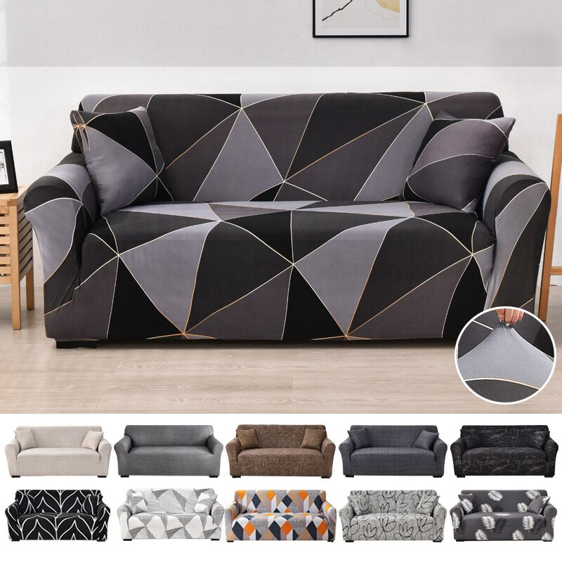 Anyhouz 3 Seater Sofa Cover Golden Yellow Geometric Style and Protection For Living Room Sofa Chair Elastic Stretchable Slipcover