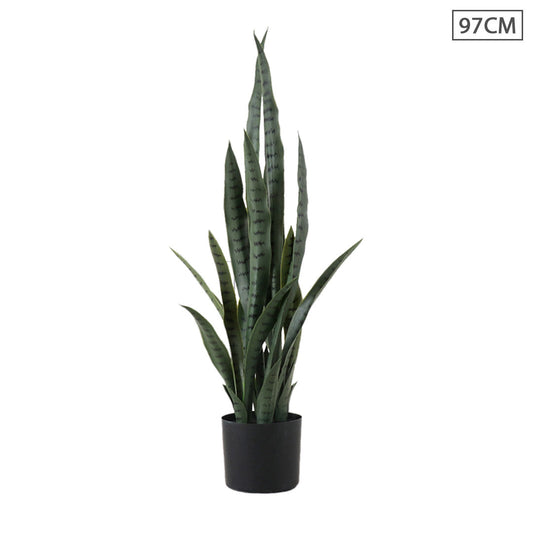 SOGA 97cm Sansevieria Snake Artificial Plants with Black Plastic Planter Greenery, Home Office Decor