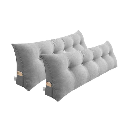 SOGA 2X 120cm Silver Triangular Wedge Bed Pillow Headboard Backrest Bedside Tatami Cushion Home Decor