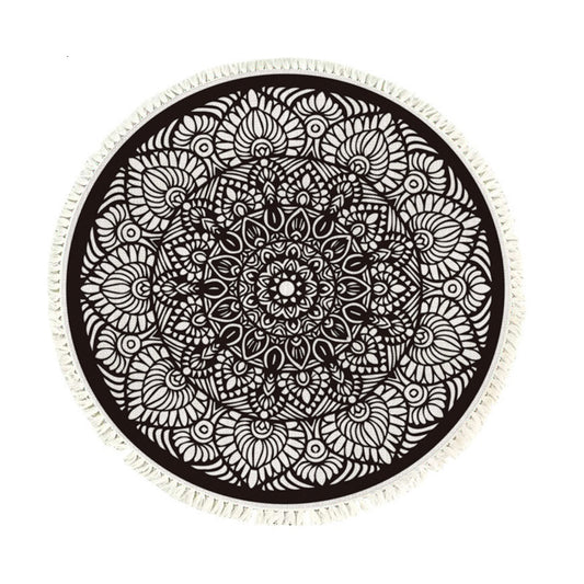 SOGA 120cm Mandala Modern Ethnic Tassel Print Anti-slip Doormat, Home Decor