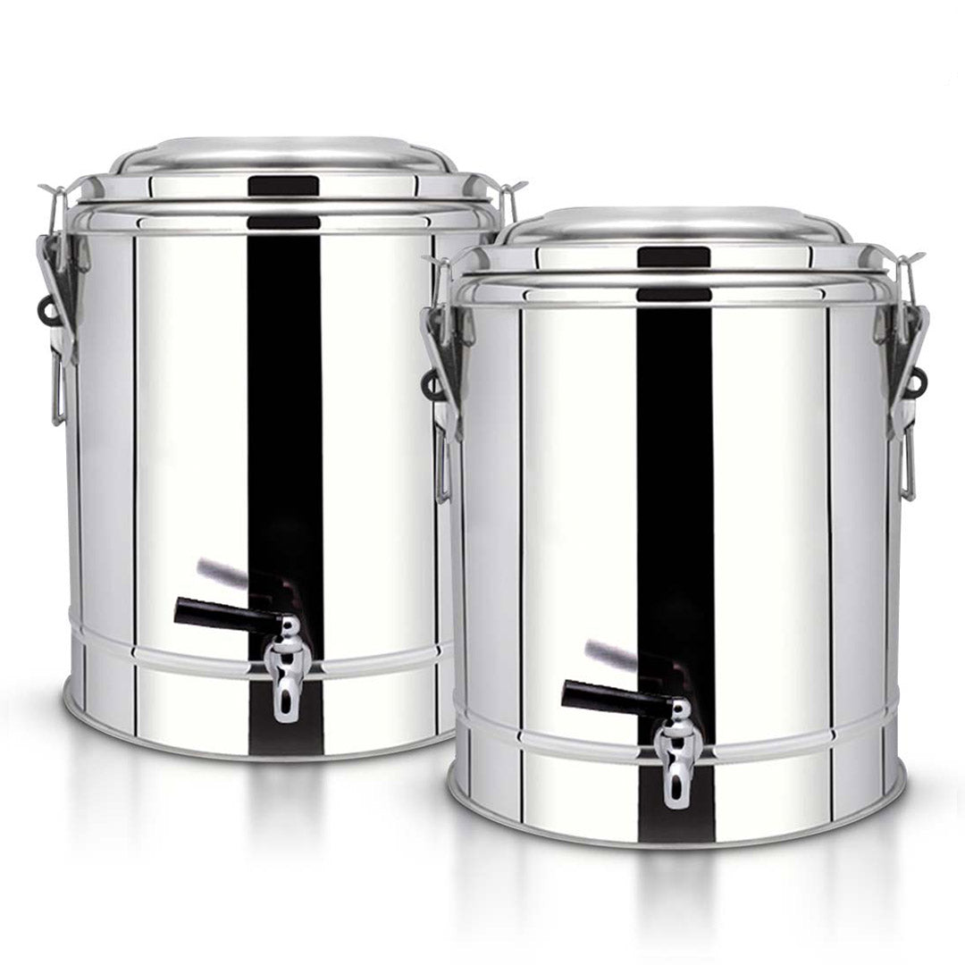 SOGA 2X 30L Stainless Steel Insulated Stock Pot Dispenser Hot & Cold Beverage Container With Tap