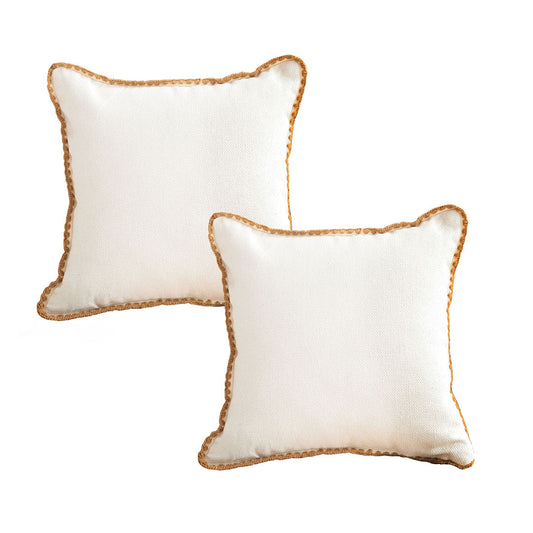 SOGA 2X 45cm Warm Wood Tone & Apricot Shell Edged Square Throw Pillow