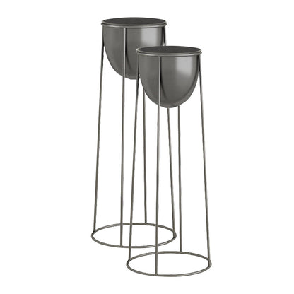 SOGA 2X 70cm Round Wire Metal Flower Pot Stand with Black Flowerpot Holder Rack Display