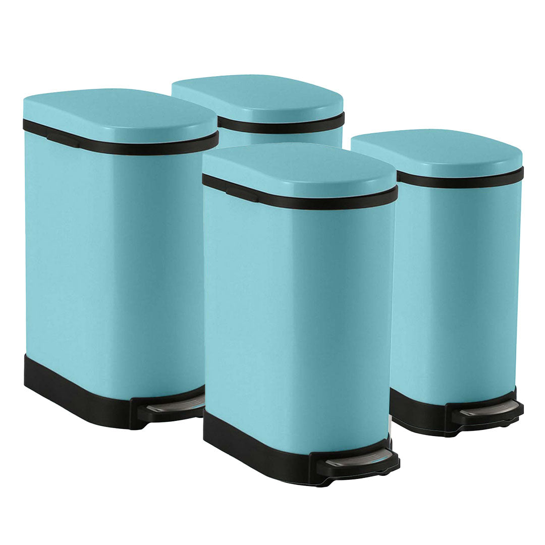 SOGA 4X Foot Pedal Stainless Steel Rubbish Recycling Garbage Waste Trash Bin U Blue 10L