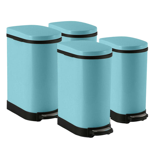 SOGA 4X Foot Pedal Stainless Steel Rubbish Recycling Garbage Waste Trash Bin U Blue 10L