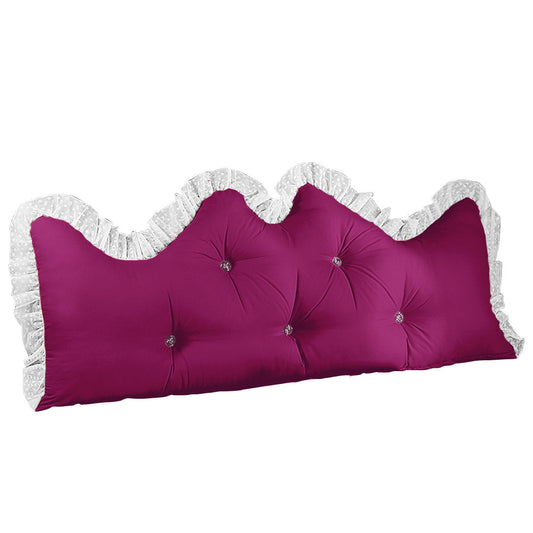 SOGA 150cm Burgundy Princess Bed Pillow Headboard Backrest Bedside Tatami Sofa Cushion with Ruffle Lace Home Decor