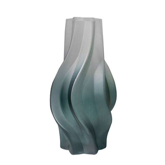 SOGA 32cm Glass Vase Blue with Beautiful glass Bubble Texture Art Vases
