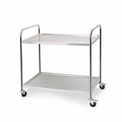 SOGA 2 Tier Stainless Steel Kitchen Dinning Food Cart Trolley Utility Round 86x54x94cm Large