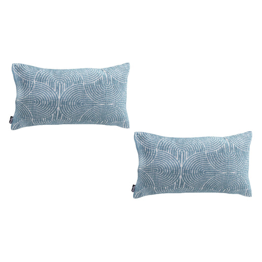 SOGA 2X 35cm Blue Throw Pillow Geometric Indoor and Outdoor Corded for Home Decor