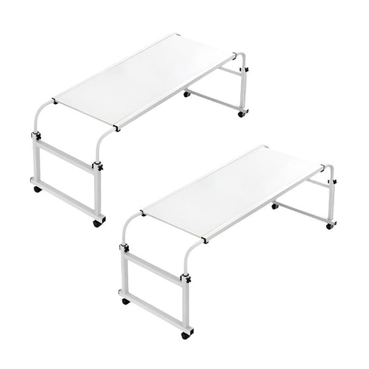 SOGA 2X 120x45cm White Cross Bed Movable Desk Table w/ Adjustable Length & Height