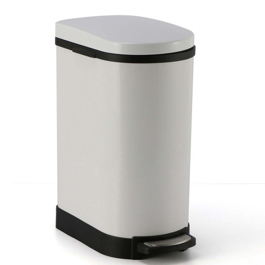 SOGA Foot Pedal Stainless Steel Rubbish Recycling Garbage Waste Trash Bin 10L U White