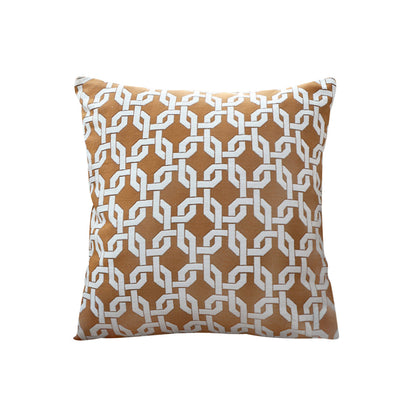 SOGA 50cm Brown Checkered Chain Jacquard Square Pillow Decorative Cushion for Home Decor