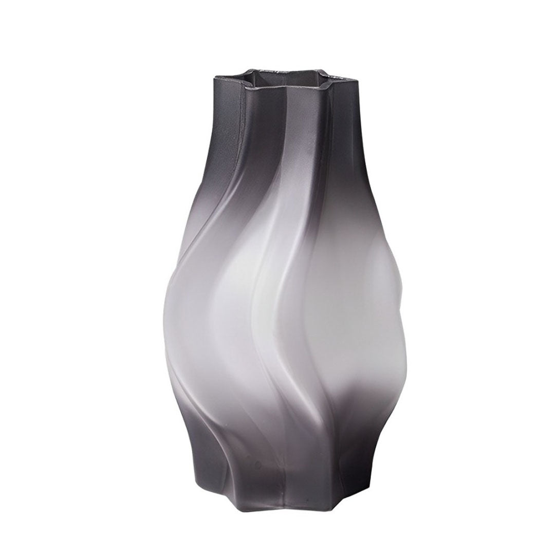 SOGA 25cm Glass Vase Grey with Beautiful glass Bubble Texture Art Vases