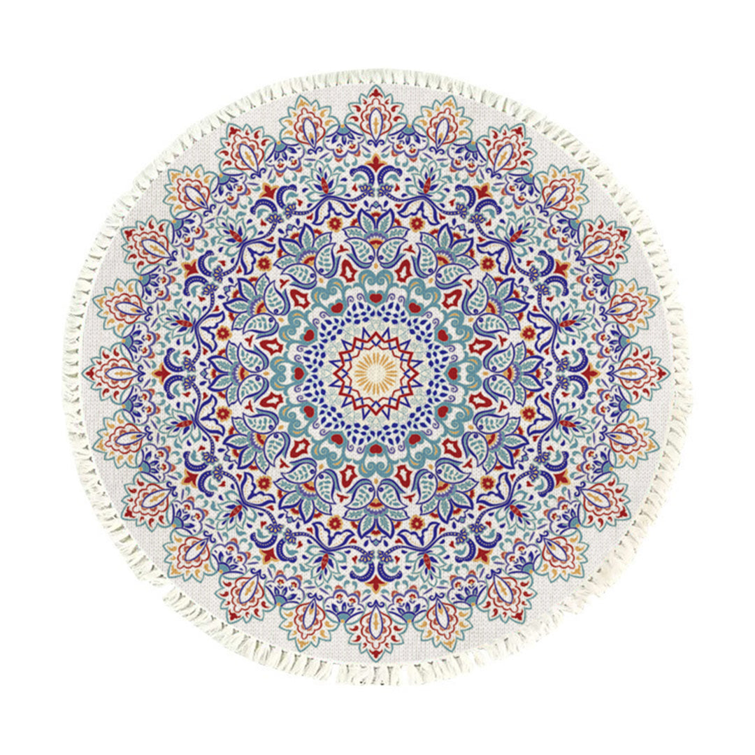 SOGA 120cm Mandala Round Area Thick Anti-slip Doormat, Home Decor