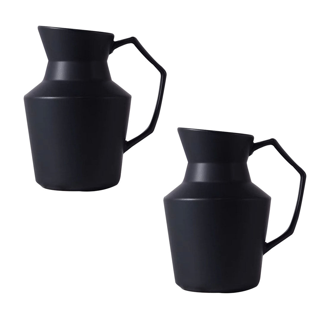 SOGA 2X 23.5x19.5cm Ornament Black Modern Vase Pitcher with Angular Ha ...