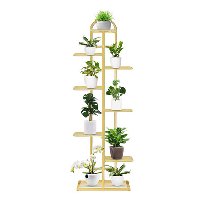 SOGA 8 Tier 9 Pots Gold Metal Plant Stand Flowerpot Display Shelf Rack Indoor Home Office Decor