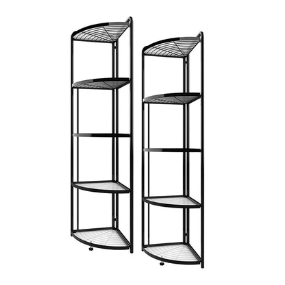 SOGA 2X 5 Tier Steel Triangular  Corner Stand Multi-Functional Shelves Portable Storage Organizer