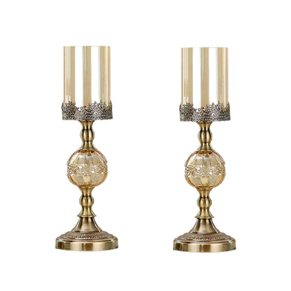 SOGA 2X 42cm Glass Candle Holder Candle Stand Glass/Metal