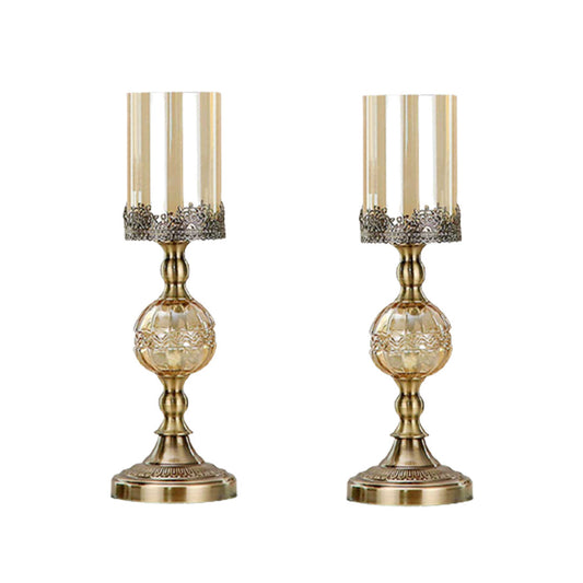 SOGA 2X 42cm Glass Candle Holder Candle Stand Glass/Metal