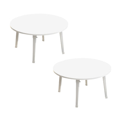 SOGA 2X White Portable Floor Table Small Round Space-Saving Mini Desk Home Decor