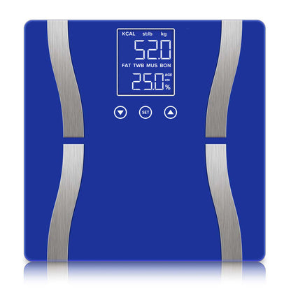 SOGA Glass LCD Digital Body Fat Scale Bathroom Electronic Gym Water Weighing Scales Blue