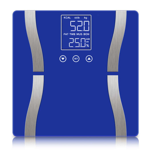 SOGA Glass LCD Digital Body Fat Scale Bathroom Electronic Gym Water Weighing Scales Blue