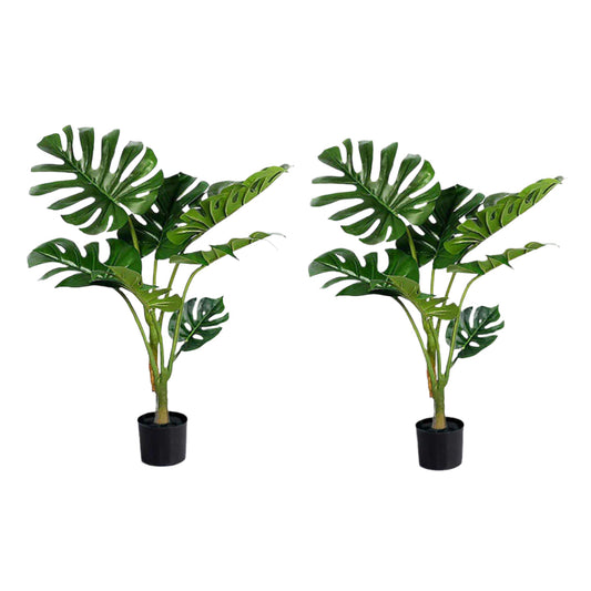 SOGA 2X 120cm Artificial Green Indoor Turtle Back Fake Decoration Tree Flower Pot Plant