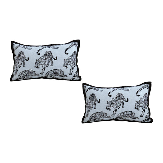 SOGA 2X 30cm Throw Pillow White Leopard Light Luxury Lumbar Decorative Cushion for Living Room